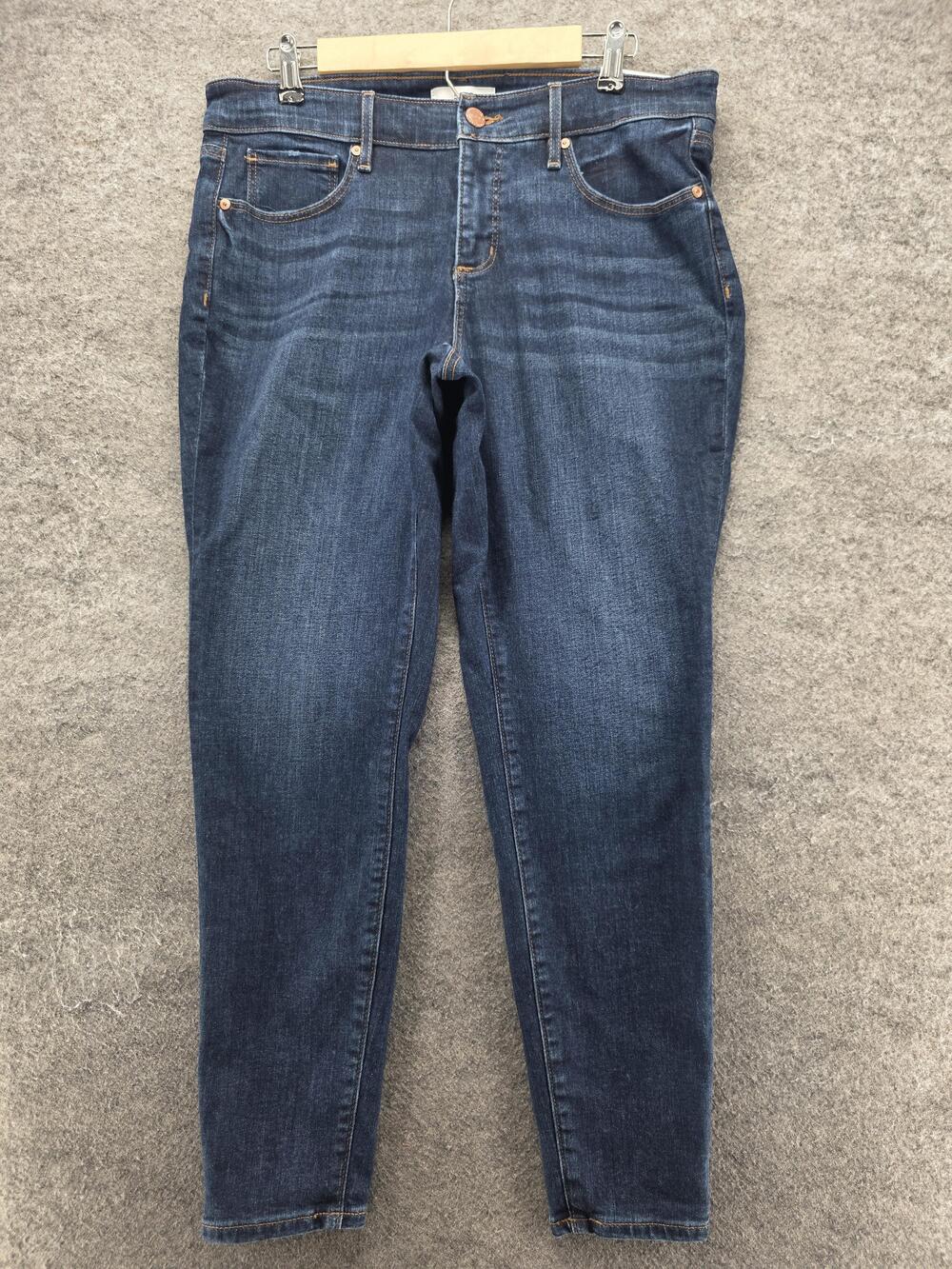 LOFT Jeans Womens 14 Blue Dark Skinny Slim Stretch Denim Pockets 30 Inseam